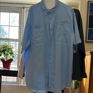 Columbia PFG Sky Blue Button-Up Shirt
